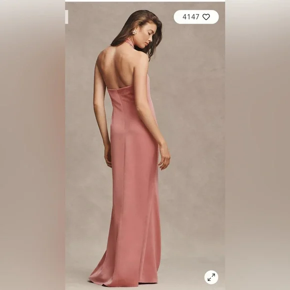 BHLDN Ruby Twist Halter Satin Gown - Picture 5 of 17